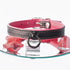 SiaLinda: Halsband echtes Elch Leder zweifarbig, schwarz / pink, 2 Größen, 2 O-Ringe, 20mm breit - SiaLinda.com